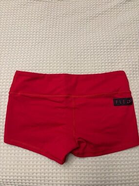 Fleo Red Women's Bike Shorts with Logo Patch